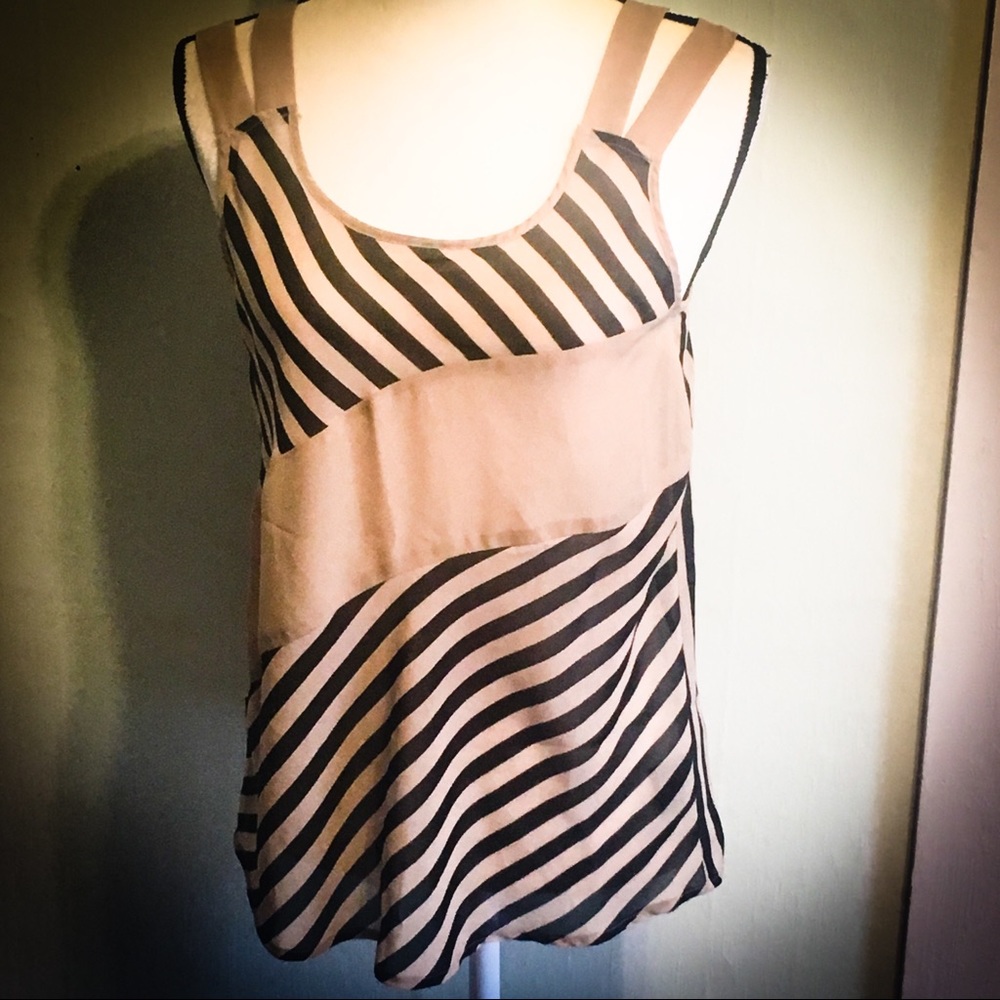 3/$25 Iky Me tan/black sheer tank